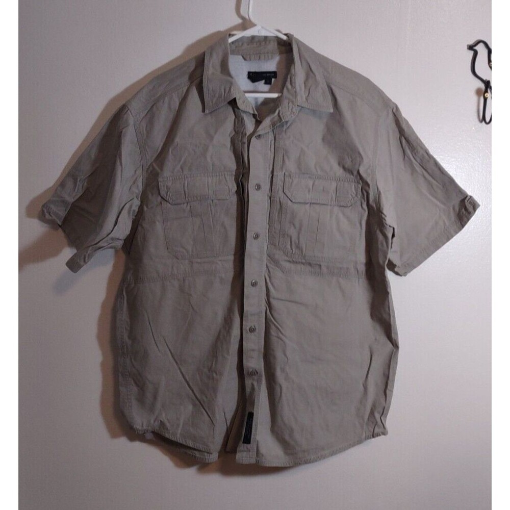 5.11 Tactical Men's L Khaki Tan Button Short Sleeve Shirt